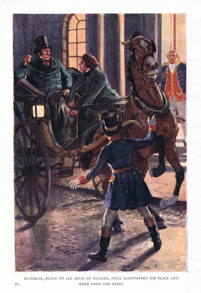 Nicholas, Blind to All Sense of Danger, Still Maintained His Place and Hold Upon the Reins by Charles Edmund Brock